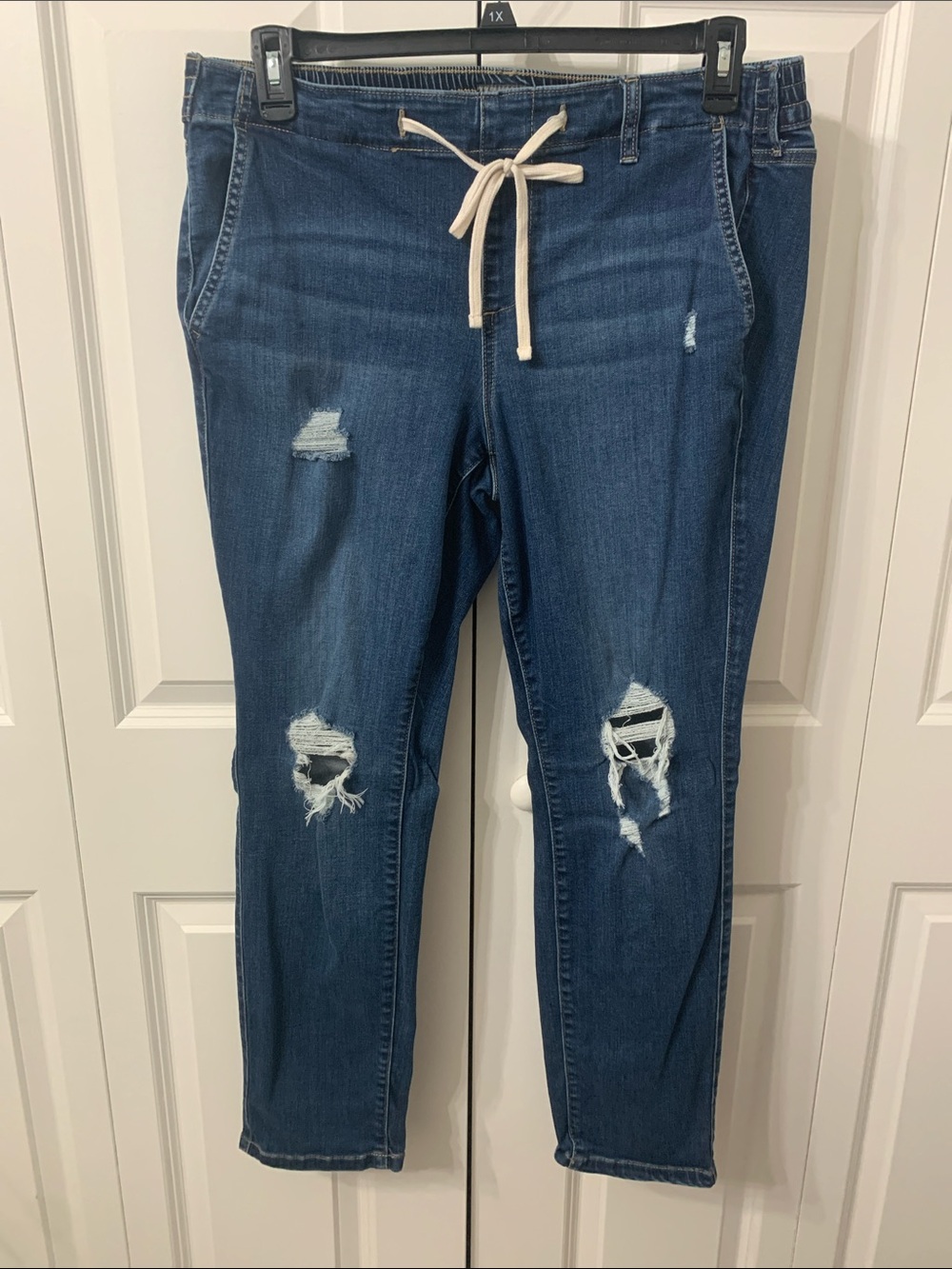 torrid Indigo Distressed Boyfriend Jeans with Drawstring